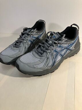 Asics Gray Running Shoes with Blue Trim
